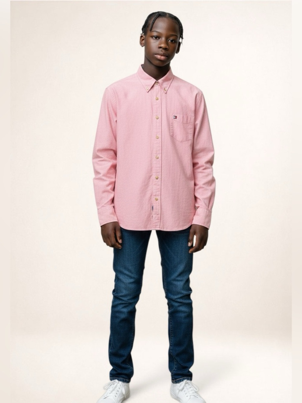 Tommy Hilfiger Oxford Shirt Pink Coral Button Down Size 14